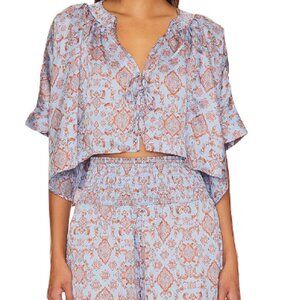 Free people Intimately FP Misty Mornings Blue Sleep Set Wide Leg Medium AS IS